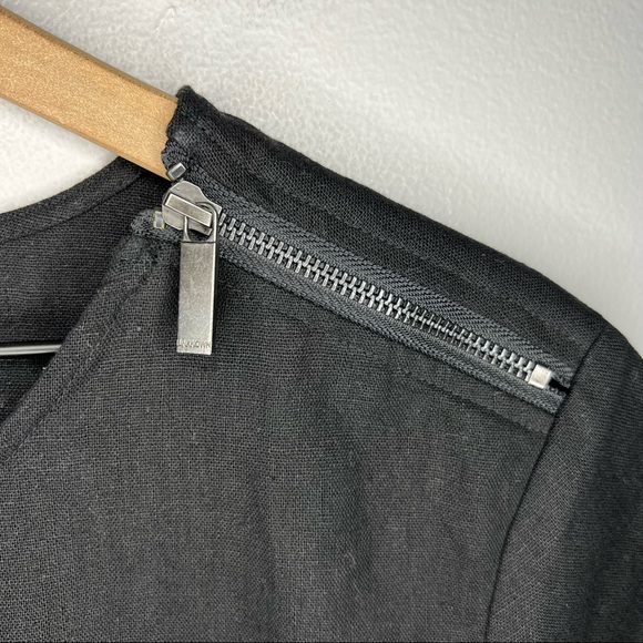Unknown New York Short Sleeve Linen Blend Hi Low Zipper Sheath Dress in Black S - Picture 6 of 7